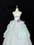 Blue Tulle Strapless Bow Prom Dress