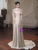 Champagne Pleats Strapless Prom Dress