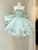 Green Tulle Strapless Pleats Flower Homecoming Dress