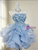 Blue Tulle Strapless Flower Homecoming Dress