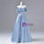 Blue Satin Off the Shoulder Prom Dress