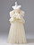 Champagne Tulle Strapless Prom Dress