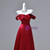 Red Satin Off the Shoulder Pleats Prom Dress