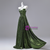 Green Sequins Strapless Pleats Prom Dress