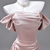 Pink Satin Off the Shoulder Prom Dress