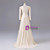 Apricot Long Sleeve V-neck Appliques Beading Prom Dress