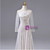White Sequins Long Sleeve Beading Prom Dress