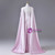 Pink Purple Long Sleeve Flower Prom Dress