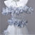 Gray Tulle Sequins Off the Shoulder Flower Prom Dress