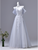 Blue Gray Tulle Tulle Straps Appliques Prom Dress