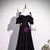 Black Puff Sleeve Straps Prom Dress