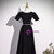 Black Short Sleeve Beading Prom Dress