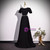 Black Short Sleeve Beading Prom Dress