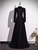 Black Long Sleeve High Neck Prom Dress