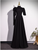 Black Short Sleeve High Neck Prom Dress