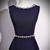 Navy Blue Scoop Neck Beading Prom Dress