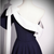 Navy Blue One Shoulder Bow Prom Dress
