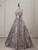 Silver Sequins Strapless Beading Prom Dress