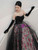 Blck Tulle Print Strapless Prom Dress