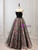 Blck Tulle Print Strapless Prom Dress