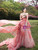 Pink Tulle Strapless Pleats Prom Dress