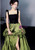 Green Satin Velvet Straps Prom Dress