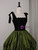 Green Satin Velvet Straps Prom Dress