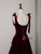 Burgundy Velvet Straps Flower Prom Dress