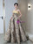 A-Line Gold Print Strapless Prom Dress