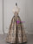 A-Line Gold Print Strapless Prom Dress
