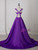 Purple Satin Straps Backless Prom Dress