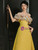Yellow Off the Shoulder Flower Prom Dress