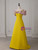 Yellow Off the Shoulder Flower Prom Dress