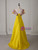 Yellow Off the Shoulder Flower Prom Dress