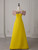 Yellow Off the Shoulder Flower Prom Dress