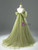 Green Tulle Off the Shoulder Pleats Beading Prom Dress