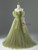 Green Tulle Off the Shoulder Pleats Beading Prom Dress