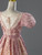 Pink Sequins Puff Sleeve Beading Prom Dress