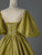 Green Satin Puff Sleeve Beading Prom Dress