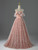 Pink Tulle Sequins Strapless Prom Dress