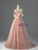 Pink Tulle Sequins Strapless Prom Dress