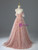 Pink Tulle Sequins Strapless Prom Dress