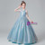 Blue Sequins Halter Beading Flower Girl Dress