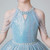 Blue Sequins Halter Beading Flower Girl Dress