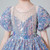 Blue Sequins Puff Sleeve Beading Flower Girl Dress