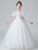 White Tulle Puff Sleeve Beading Flower Girl Dress