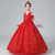 Red Sequins V-neck Beading Flower Girl Dress