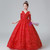 Red Sequins V-neck Beading Flower Girl Dress