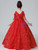 Red Sequins V-neck Beading Flower Girl Dress