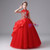Red Tulle High Neck Appliques Flower Girl Dress